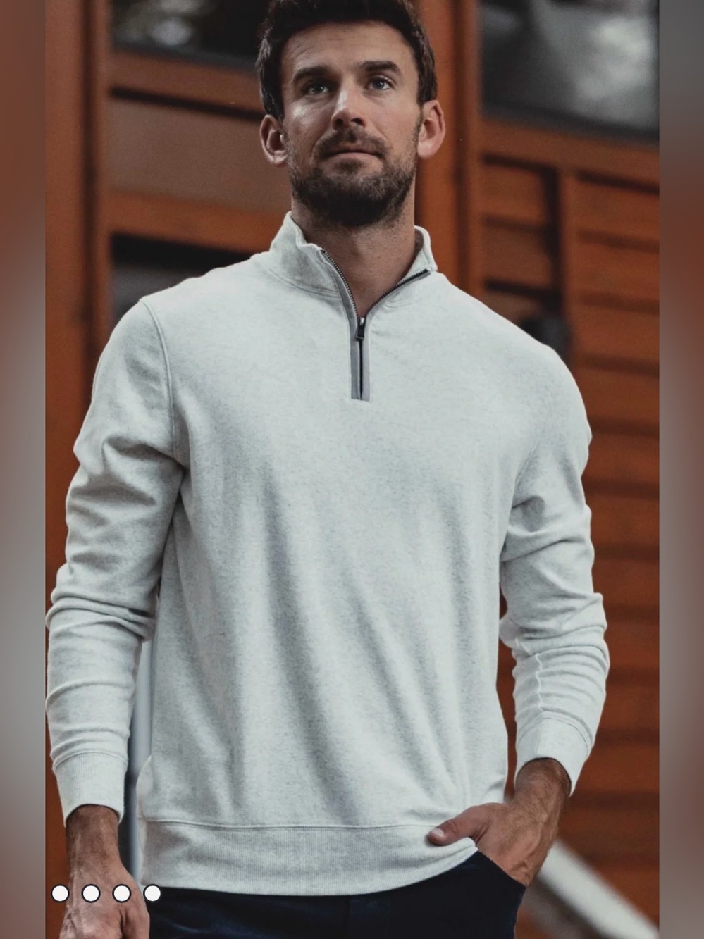The Normal Brand Puremeso Weekend Quarter Zip Pullover Sweater Stone Gray M